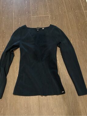 Ted Baker Black Long-Sleeve V-Neck Top Dark Green